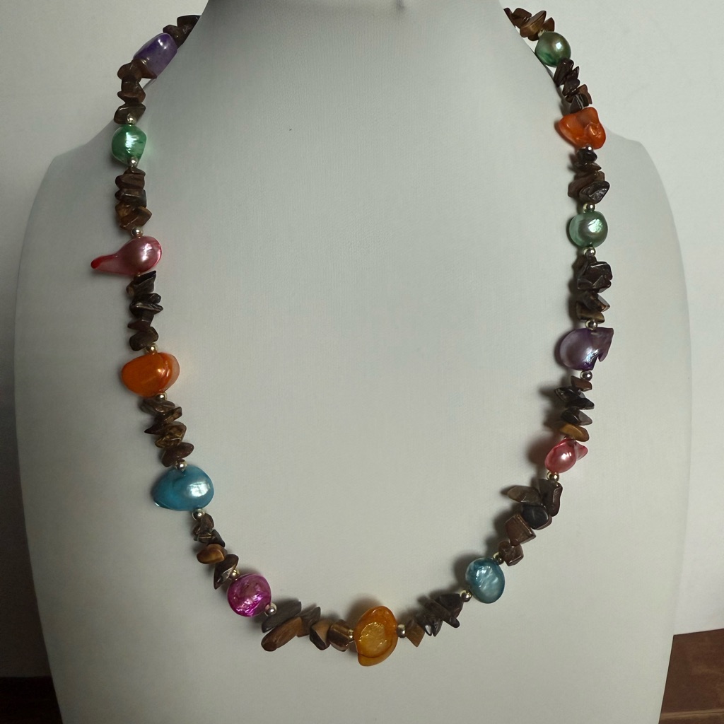 Bohemian Freshwater Baroque Pearl And Agate Necklace